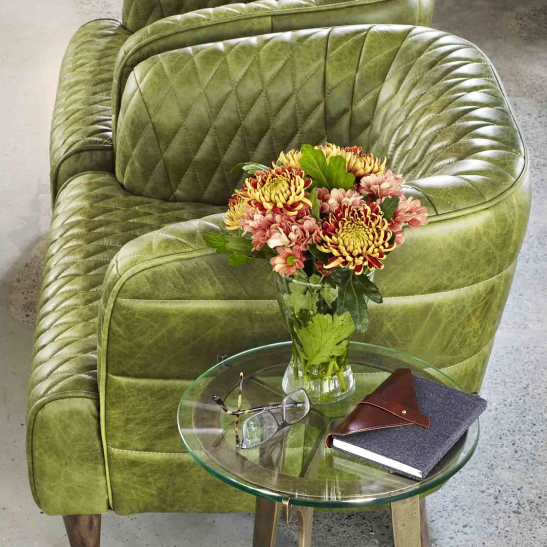 MOES MAGDELAN TUFTED LEATHER ARM CHAIR: GREEN 4 MOES MAGDELAN TUFTED LEATHER ARM CHAIR: GREEN