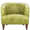 MOES MAGDELAN TUFTED LEATHER ARM CHAIR: GREEN