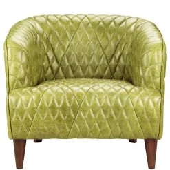MOES MAGDELAN TUFTED LEATHER ARM CHAIR: GREEN