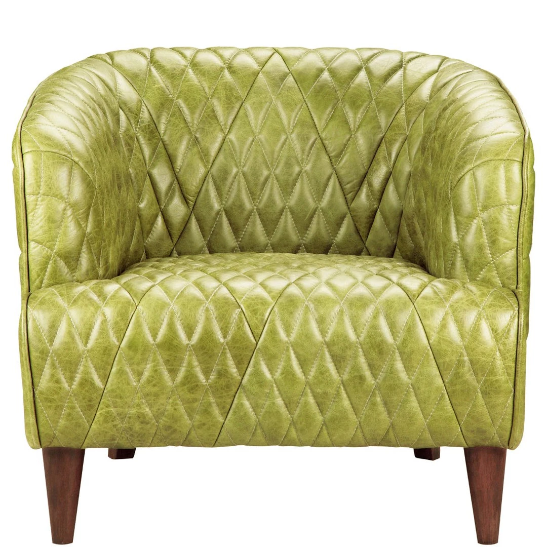MOES MAGDELAN TUFTED LEATHER ARM CHAIR: GREEN 1 MOES MAGDELAN TUFTED LEATHER ARM CHAIR: GREEN
