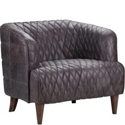 MOES Living Room MAGDELAN TUFTED LEATHER ARM CHAIR: ANTIQUE BLACK