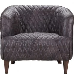 MOES Living Room MAGDELAN TUFTED LEATHER ARM CHAIR: ANTIQUE BLACK