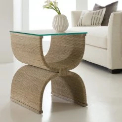 HOOKER Furniture PLAYA JUTE + GLASS END TABLE
