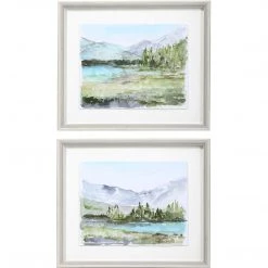 UTTERMOST Wall Art "PLEIN AIR RESERVOIR" GLASS FRAMED PRINTS | SET OF 2