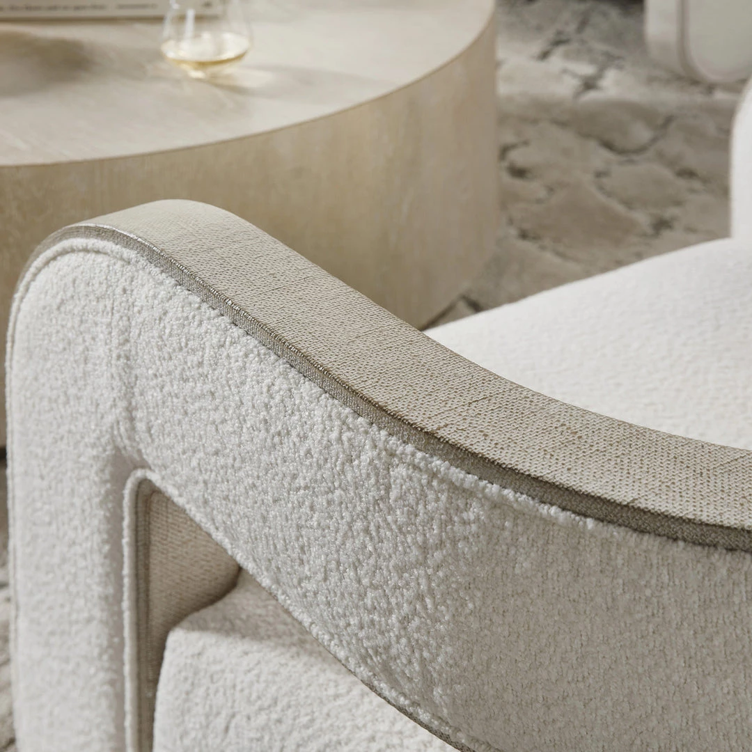 HOOKER Furniture PLUSH PEARL BURLAP TRIMMED ACCENT CHAIR 4 HOOKER Furniture PLUSH PEARL BURLAP TRIMMED ACCENT CHAIR