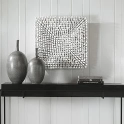 UTTERMOST PORTSIDE WOOD WALL TILE: MATTE WHITE Wall Sculptures + Decor