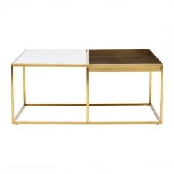 NUEVO PRANA WHITE MARBLE + GOLD SQUARE COFFEE TABLE Living Room