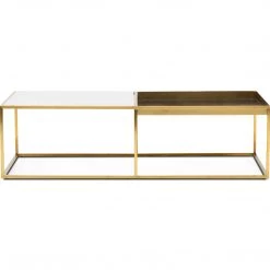 NUEVO Living Room PRANA WHITE MARBLE + GOLD STEEL COFFEE TABLE