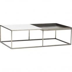 NUEVO PRANA WHITE MARBLE + STAINLESS STEEL COFFEE TABLE Living Room