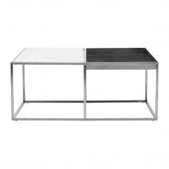 NUEVO Living Room PRANA WHITE MARBLE + STAINLESS SQUARE COFFEE TABLE