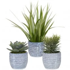 UTTERMOST PUEBLA GREENERY IN BLUE & WHITE CERAMIC PLANTERS