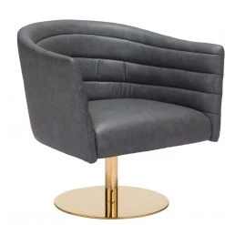 ZUO PUMA GREY VINYL SWIVEL CHAIR