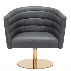 ZUO PUMA GREY VINYL SWIVEL CHAIR