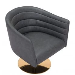 ZUO PUMA GREY VINYL SWIVEL CHAIR