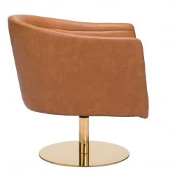 ZUO PUMA BROWN VINYL SWIVEL CHAIR