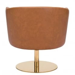 ZUO PUMA BROWN VINYL SWIVEL CHAIR