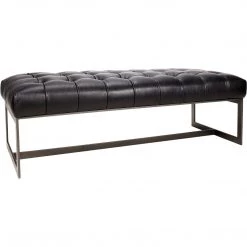 MOES WYATT BLACK LEATHER BEDROOM BENCH