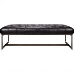 MOES WYATT BLACK LEATHER BEDROOM BENCH