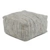 SURYA RAG LEATHER FLOOR OTTOMAN: SILVER Living Room