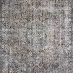 LOLOI RAHUL VINTAGE PRINT FLAT RUG: GREY, TAUPE