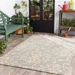 SURYA KORINA OUTDOOR RUG: SEAFOAM