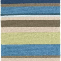 SURYA STRIPES OUTDOOR RUG: BLUE, LIME