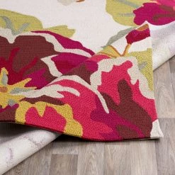 SURYA IN BLOOM OUTDOOR RUG: GARNET, IVORY