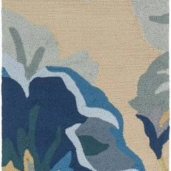 SURYA IN BLOOM OUTDOOR RUG: BLUE, KHAKI