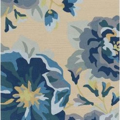 SURYA IN BLOOM OUTDOOR RUG: BLUE, KHAKI