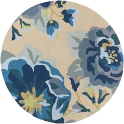 SURYA IN BLOOM OUTDOOR RUG: BLUE, KHAKI