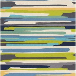 SURYA COLOR STROKES INDOOR-OUTDOOR RUG: BLUE, GREEN MULTI