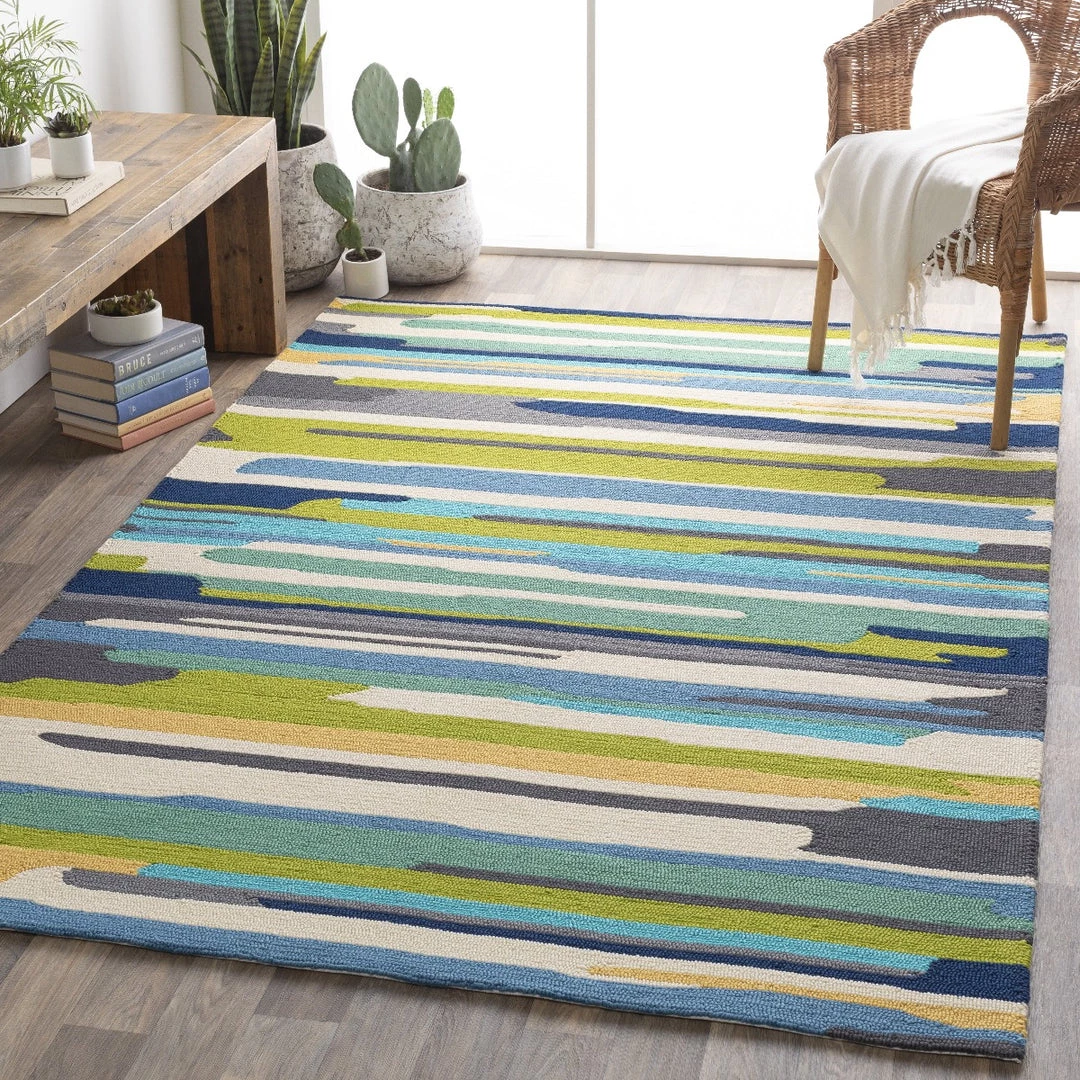 SURYA COLOR STROKES INDOOR-OUTDOOR RUG: BLUE, GREEN MULTI 2 SURYA COLOR STROKES INDOOR-OUTDOOR RUG: BLUE, GREEN MULTI