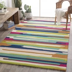 SURYA COLOR STROKES INDOOR-OUTDOOR RUG: PINK MULTI