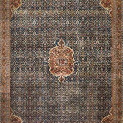 LOLOI RAJIT VINTAGE PRINT FLAT RUG: BLUE, SPICE