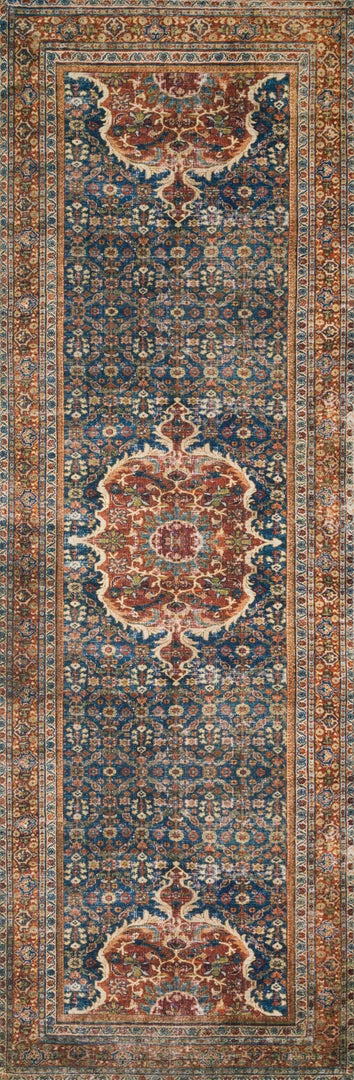 LOLOI RAJIT VINTAGE PRINT FLAT RUG: BLUE, SPICE 7 LOLOI RAJIT VINTAGE PRINT FLAT RUG: BLUE, SPICE