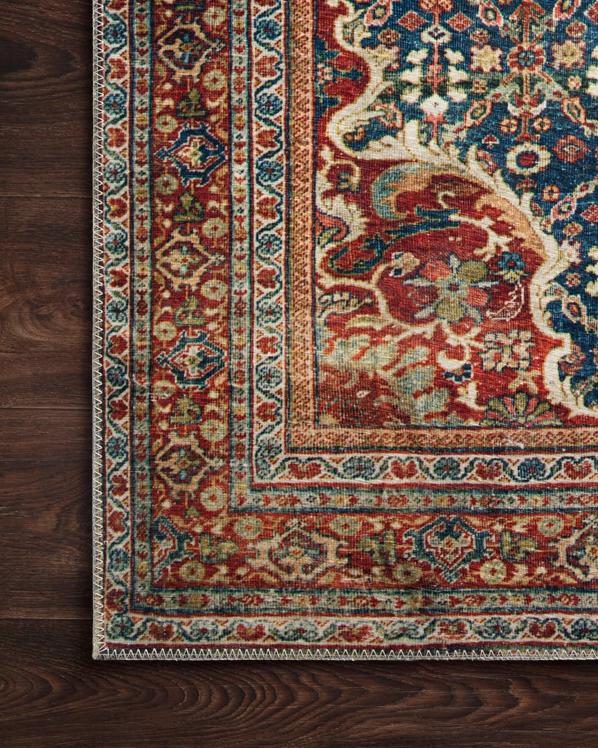 LOLOI RAJIT VINTAGE PRINT FLAT RUG: BLUE, SPICE 2 LOLOI RAJIT VINTAGE PRINT FLAT RUG: BLUE, SPICE