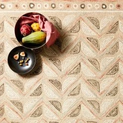 LOLOI PRITI 08 HOOKED WOOL RUG: KHAKI, RUST