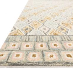 LOLOI PRITI 05 HOOKED WOOL RUG: MIST, GOLD