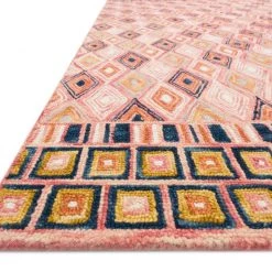 LOLOI PRITI 06 HOOKED WOOL RUG: PINK, SUNSET