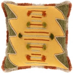 SURYA Pillows + Decor RASTA EMBROIDERED FRINGE PILLOW