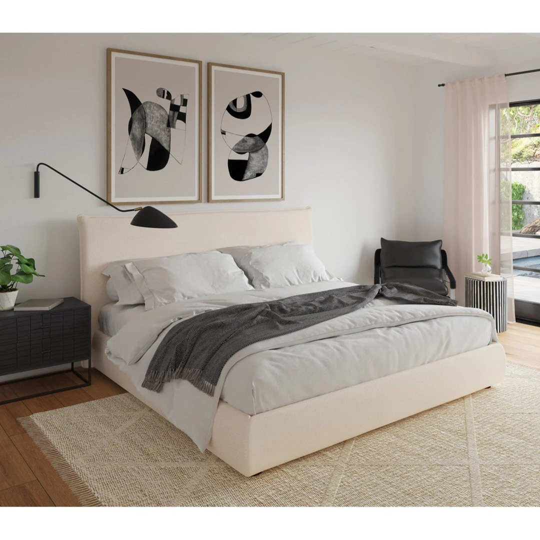 MOES RECHARGE IVORY BOUCLE UPHOLSTERED BED Furniture 2 MOES RECHARGE IVORY BOUCLE UPHOLSTERED BED Furniture