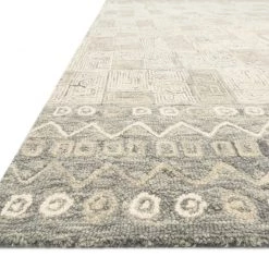 LOLOI PRITI 04 HOOKED WOOL RUG: PEWTER, NATURAL