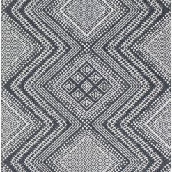 SURYA RADKA INDOOR-OUTDOOR RUG: CHARCOAL + WHITE