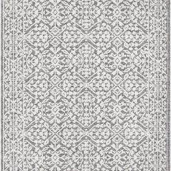 SURYA RHIAN INDOOR-OUTDOOR RUG: GREY + WHITE