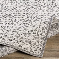 SURYA RHIAN INDOOR-OUTDOOR RUG: GREY + WHITE