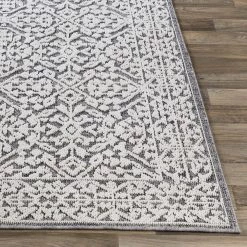 SURYA RHIAN INDOOR-OUTDOOR RUG: GREY + WHITE