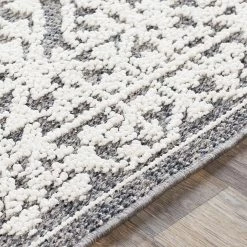 SURYA RHIAN INDOOR-OUTDOOR RUG: GREY + WHITE