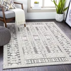 SURYA RAYSEL INDOOR-OUTDOOR RUG: GREY + WHITE 6 SURYA RAYSEL INDOOR-OUTDOOR RUG: GREY + WHITE