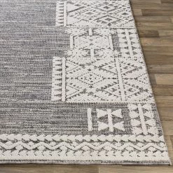 SURYA RAYNOR INDOOR-OUTDOOR RUG: GREY + WHITE