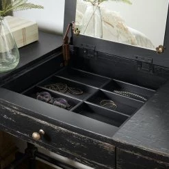 HOOKER RIFLESSO ANTIQUE BLACK VANITY DESK 10 HOOKER RIFLESSO ANTIQUE BLACK VANITY DESK